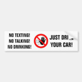 Bumpersticker "NO TEXTING, NO TALKING, NO DRINK" (Voorkant)