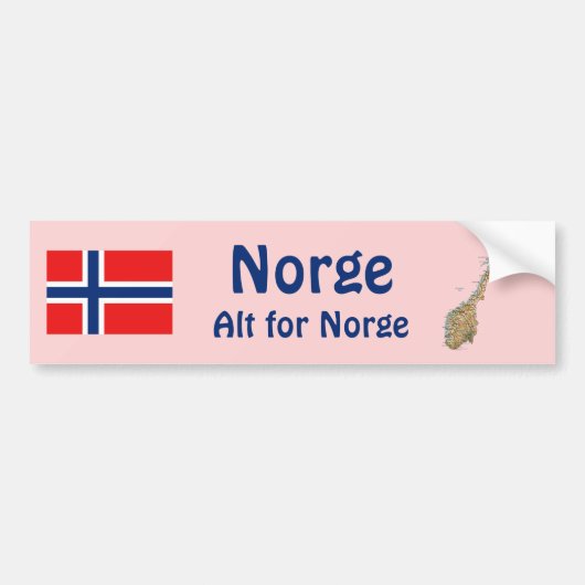 Bumpersticker Noorse vlag + kaart (Voorkant)