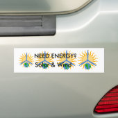 Bumpersticker over zonne- en windenergie (Op auto)