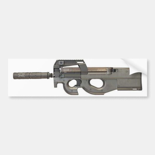 Bumpersticker - P90 met geluiddemper (Voorkant)