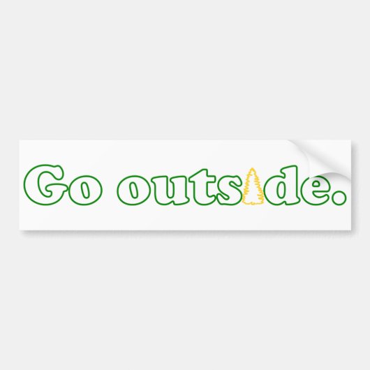 Bumpersticker Pijnboom "Naar buiten" (Voorkant)