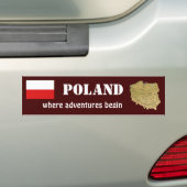 Bumpersticker Poolse vlag + kaart (Op auto)