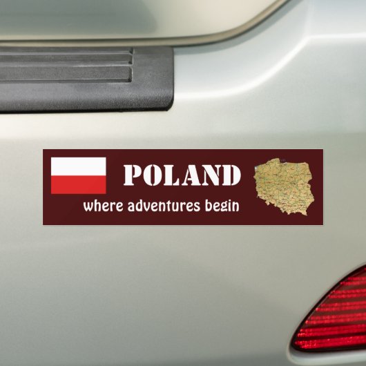 Bumpersticker Poolse vlag + kaart (Op auto)