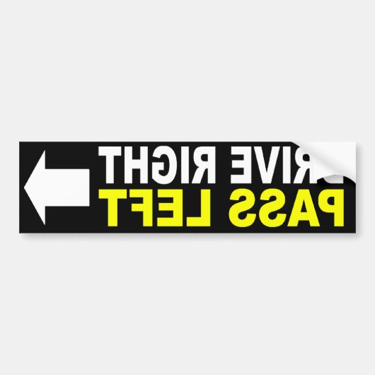 Bumpersticker rechts rijden links vooraan (Voorkant)