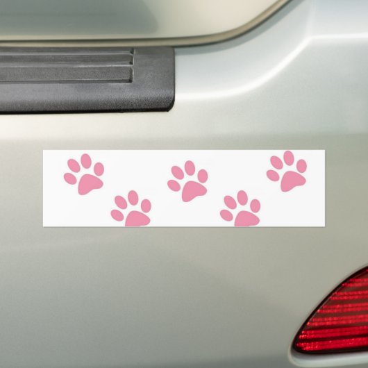Bumpersticker roze paw afdrukken (Op auto)
