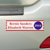 Bumpersticker Sanders & Warren 2016 (Op auto)