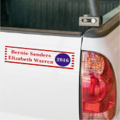 Bumpersticker Sanders & Warren 2016 (Op Truck)
