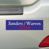 Bumpersticker Sanders/Warren 2016 (Op auto)