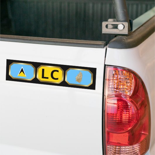 Bumpersticker Sint Lucia-vlaggenplattegrond (Op Truck)