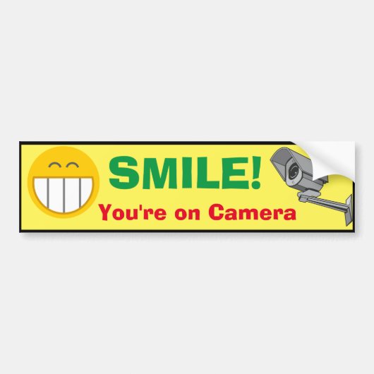 Bumpersticker - Smile Je bent op Camera (Voorkant)