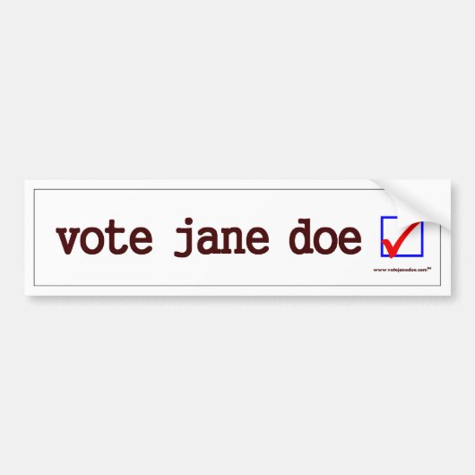Bumpersticker "Stem Jane Doe" (Voorkant)