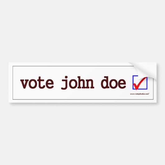 Bumpersticker "Stem John Doe" (Voorkant)