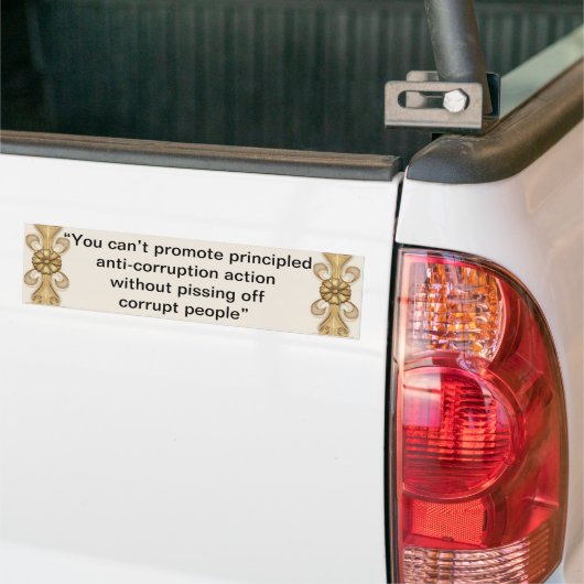 Bumpersticker tegen corruptie (Op Truck)