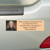 Bumpersticker: Thomas Jefferson over het schuldenv Bumpersticker (Op auto)