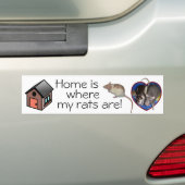 Bumpersticker: Thuis is waar mijn ratten zijn! Bumpersticker (Op auto)