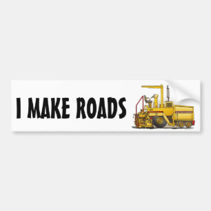 Bumpersticker van de asfaltverefmachine die ik weg