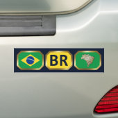 Bumpersticker van de Braziliaanse vlaggenkaartcode (Op auto)