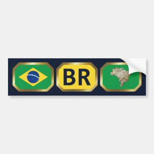 Bumpersticker van de Braziliaanse vlaggenkaartcode