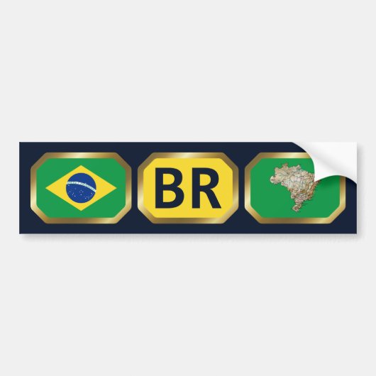 Bumpersticker van de Braziliaanse vlaggenkaartcode (Voorkant)