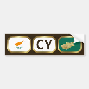 Bumpersticker van de Cypriotische vlaggenkaartcode