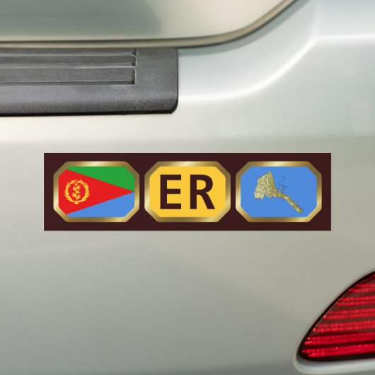 Bumpersticker van de Eritrese vlaggenkaartcode (Op auto)