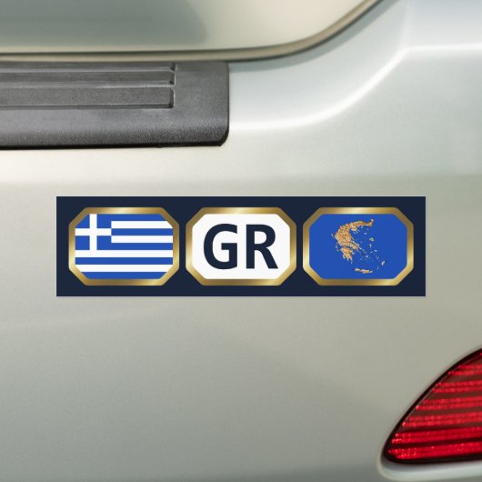 Bumpersticker van de Griekse vlaggenkaartcode (Op auto)