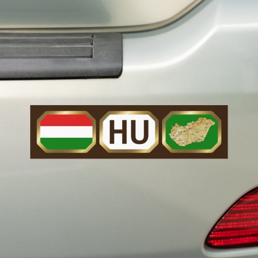 Bumpersticker van de Hongaarse vlaggenkaartcode (Op auto)