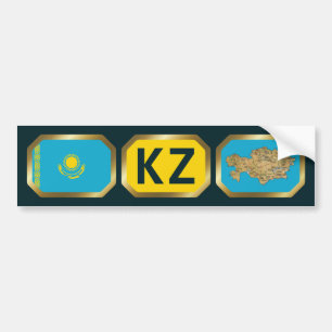 Bumpersticker van de Kazachse vlaggenplattegrond