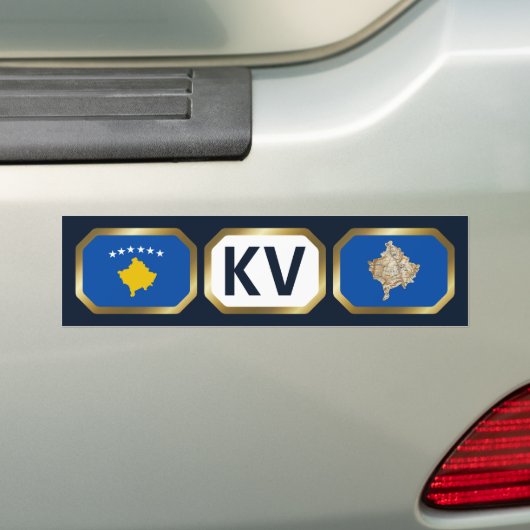 Bumpersticker van de Kosovo-vlaggenkaartcode (Op auto)