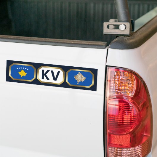 Bumpersticker van de Kosovo-vlaggenkaartcode (Op Truck)
