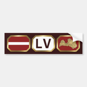 Bumpersticker van de Letse vlaggenkaartcode