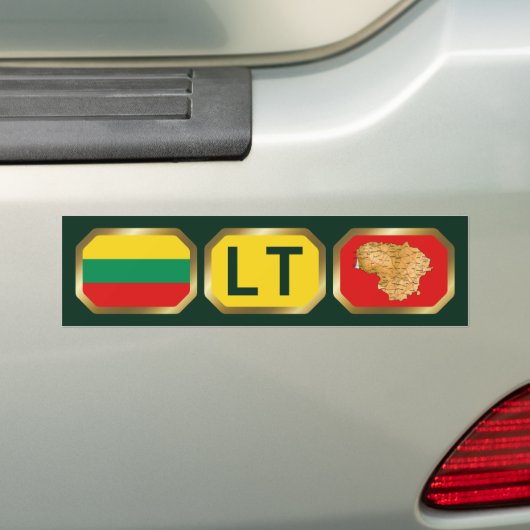 Bumpersticker van de Litouwse vlaggenkaartcode (Op auto)
