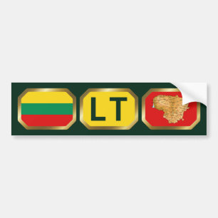 Bumpersticker van de Litouwse vlaggenkaartcode