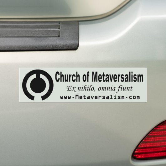 Bumpersticker van de Metaversalistische Kerk (Op auto)