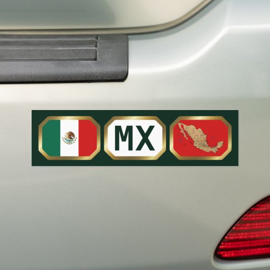 Bumpersticker van de Mexicaanse vlaggenplattegrond (Op auto)