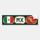 Bumpersticker van de Mexicaanse vlaggenplattegrond (Voorkant)