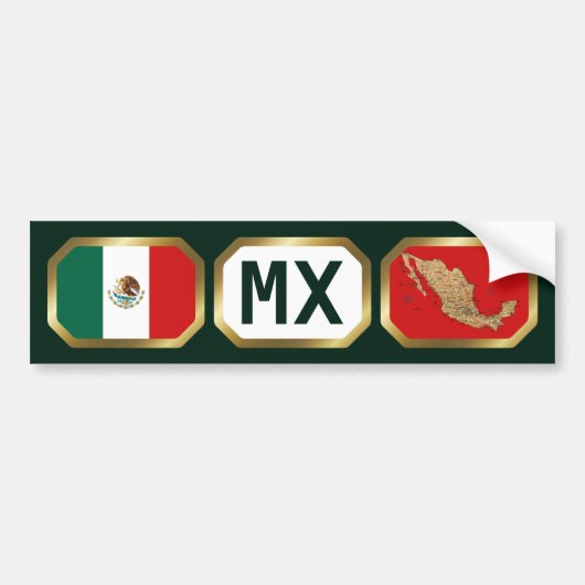 Bumpersticker van de Mexicaanse vlaggenplattegrond (Voorkant)