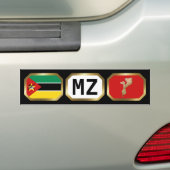 Bumpersticker van de Mozambikaanse vlaggenkaartcod (Op auto)
