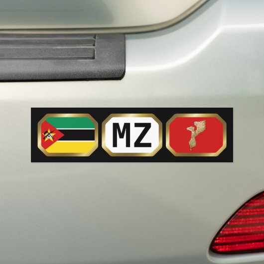Bumpersticker van de Mozambikaanse vlaggenkaartcod (Op auto)
