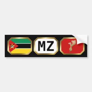 Bumpersticker van de Mozambikaanse vlaggenkaartcod