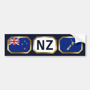 Bumpersticker van de New Zealand Flag Map Code