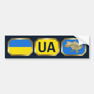 Bumpersticker van de Oekraïense vlaggenkaartcode