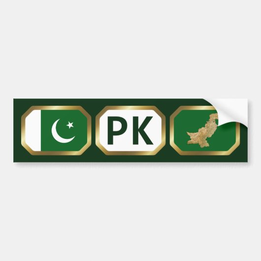 Bumpersticker van de Pakistaanse vlaggenplattegron (Voorkant)