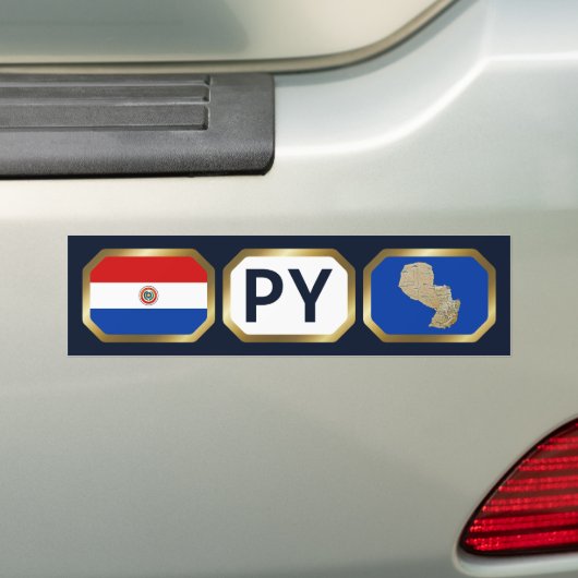 Bumpersticker van de Paraguay-vlaggenkaartcode (Op auto)