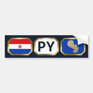 Bumpersticker van de Paraguay-vlaggenkaartcode