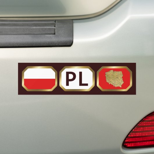 Bumpersticker van de Poolse vlaggenkaartcode (Op auto)
