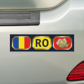 Bumpersticker van de Roemeense vlaggenkaartcode (Op auto)