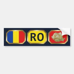 Bumpersticker van de Roemeense vlaggenkaartcode
