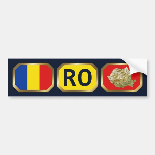 Bumpersticker van de Roemeense vlaggenkaartcode (Voorkant)