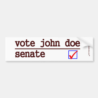 Bumpersticker van de senaat "Stem John Doe"